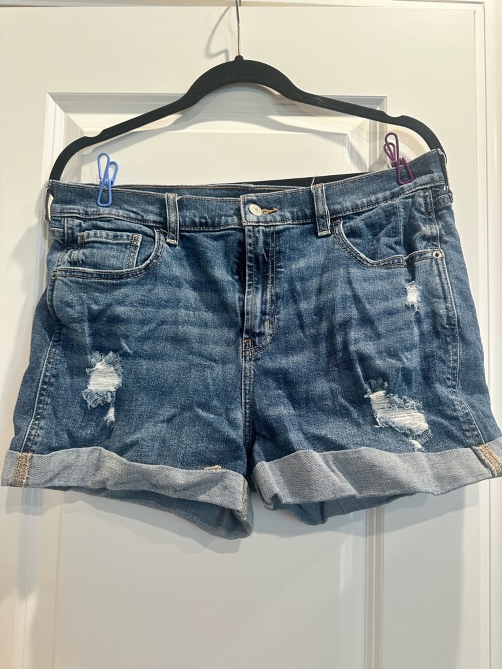 Old Navy Blue Distressed Rolled Hem Jean Shorts